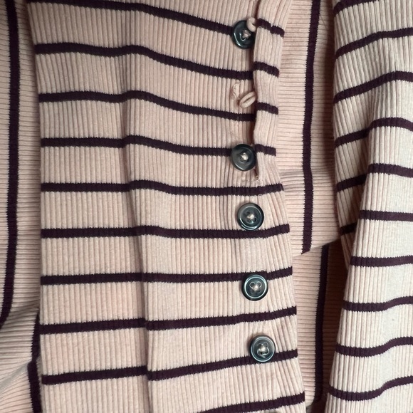 MAEVE puffed -Sleeve Striped Ribbed Top - Picture 5 of 6